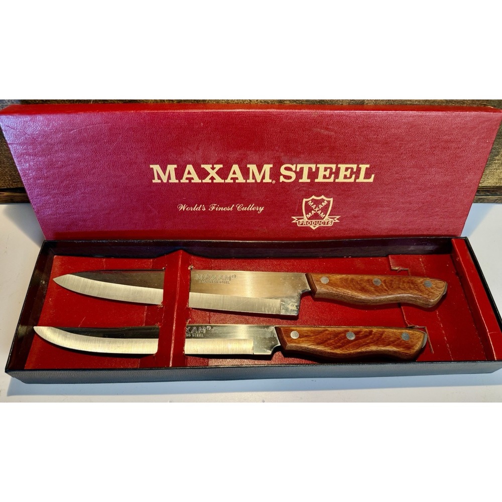 MAXAM PRECISION CARVING KNIFE HOLLOW GROUND FINE STAINLESS STEEL 9" CHEF & 8"